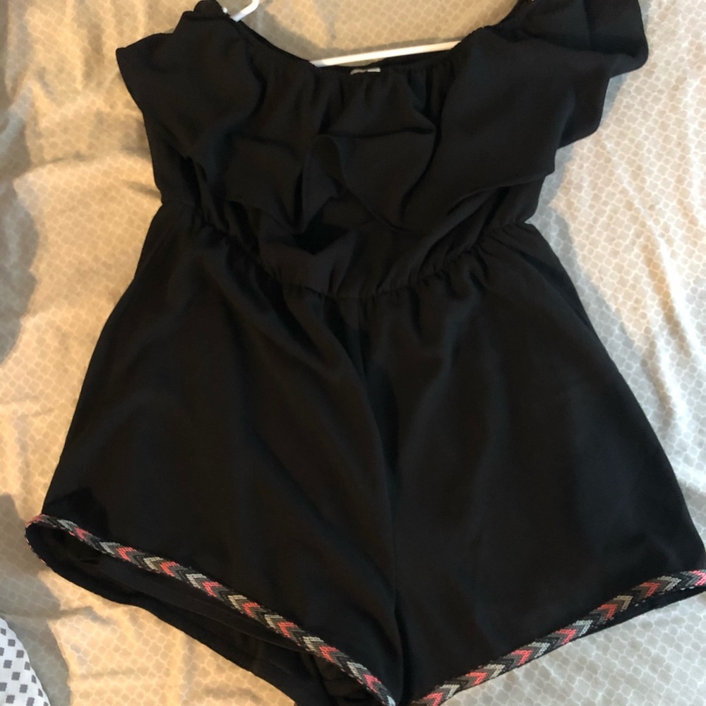 Black strapless romper